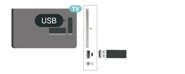 USB-harddisk Advarsel Hvis du kobler til en USB-harddisk, kan du sette digitale TV-kringkastinger på pause eller ta dem opp (DVB-kringkastinger eller lignende).
