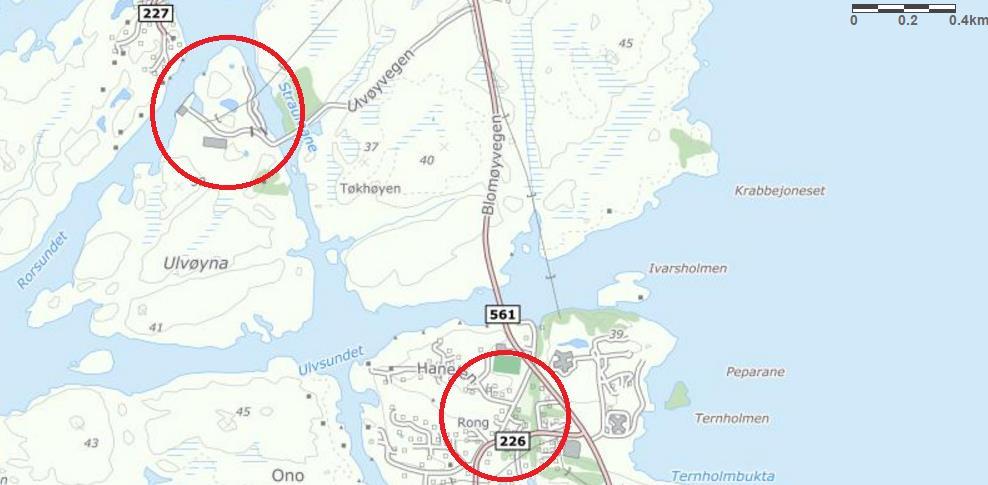 Buss 479 går forbi omtrent kvart 60. - 90. minutt. Neste busstopp nordover er ca 500 m unna, medan neste i syd ligg ca 1,4 km unna. Figur 24.