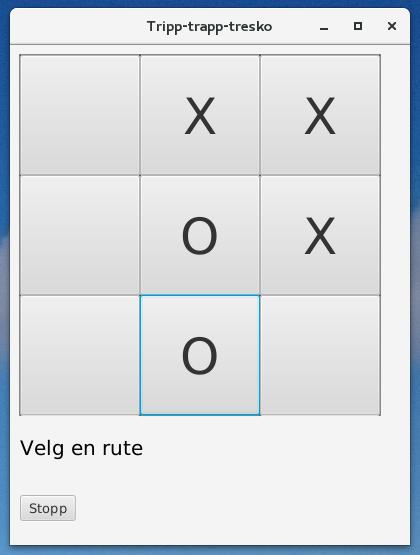 2.2 Tripp-trapp-tresko Dette eksemplet viser det enkle spillet Tripp-trapp-tresko og lar brukeren spille mot datamaskinen.