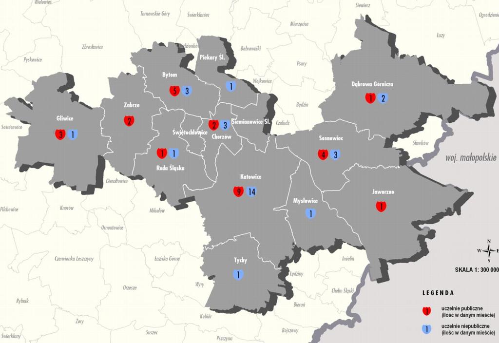 Science in Silesia Metropolis 58 universities with 134 thousand students.