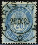 F 5226 27. Fullstpl. TJØMØ 6.8.1878. Velsentr. F 5227 o 27. Prakt ØKSNÆS 1.11.1879 (NO, gr. 6), èn taggesplitt. 250 5228 o 27. Prakt VENSET 30.12.1880, grad 5 (NO), godt merke. F 5229 27.