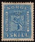 (SK 3) F 5823 o 4b. TRYSIL 8.2.1861 (He/6). Rettvendt fullstempel. F 5824 o 4b. Variant bjelke til høyre for hodet (tilfeldig). Diagonalt fullstempel HURDAL 6.10.1863 (Ak/5). F 5825 o 4b. VESTNÆS?.10.1863 (Mr/6).