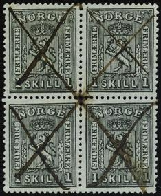 Rettvendt fullstempel. F 5828 o 4c. LYNGØER 16.10.1863 (Aa/6). Luksus stempel. F 5829 o 4c. RIISØER 1.3.1863 (t.2) (Aa). Vakkert fullstempel. F 5830 o 4c. STØT 6.11.1862 (No/6). Rettvendt fullstempel.