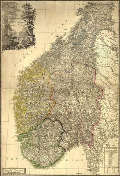 Bergverksseminaret på Kongsberg 1761: Wangensteens kart over hele Norge 1773:
