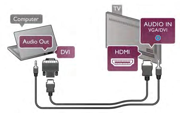 Ar HDMI Lai pievienotu datoru televizoram, izmantojiet HDMI vadu. Lai ieg$tu vislab!ko kvalit!