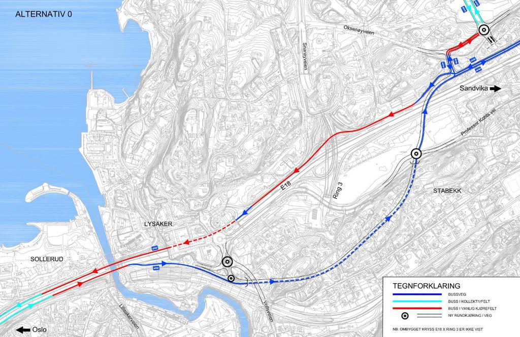 N Figur 19: Angivelse av busstrasé med holdeplasser i øst- og