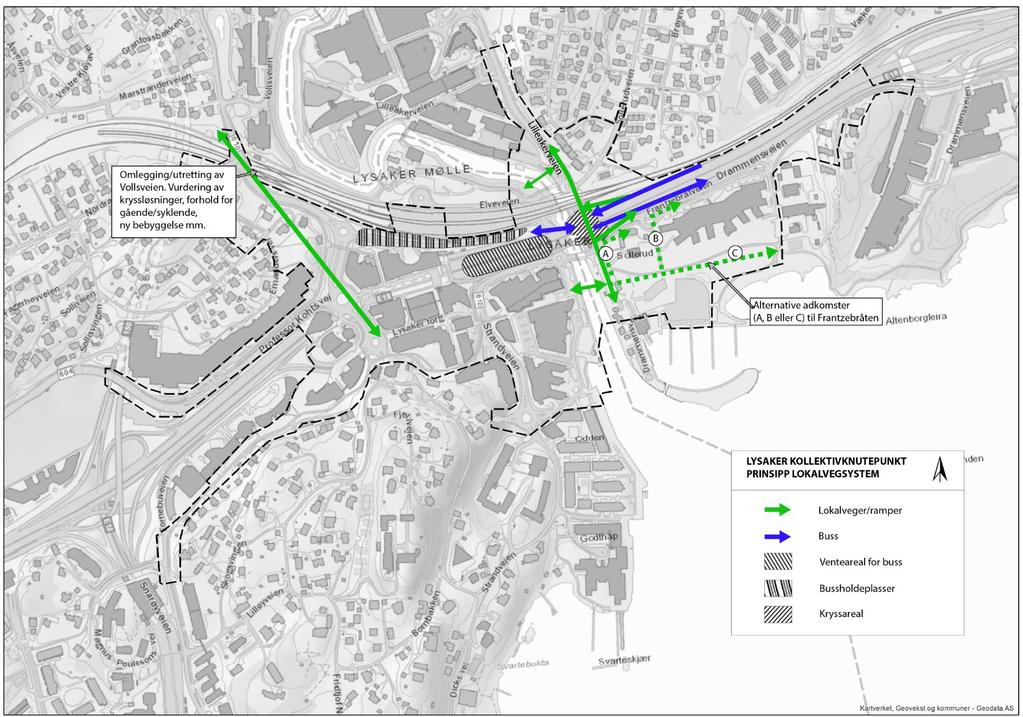 Omlegging av lokalvegsystemet Planen innebærer en omlegging av lokalvegsystemet på Lysaker.