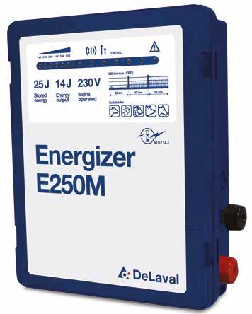 DeLaval nettdrevne gjerdeapparater Ladeenergi - i joule Utgående energi - i Joule Nettspenning LED display 1,000-6,000 volt Alle DeLaval gjerdeapparat har 3 års garanti Maks.