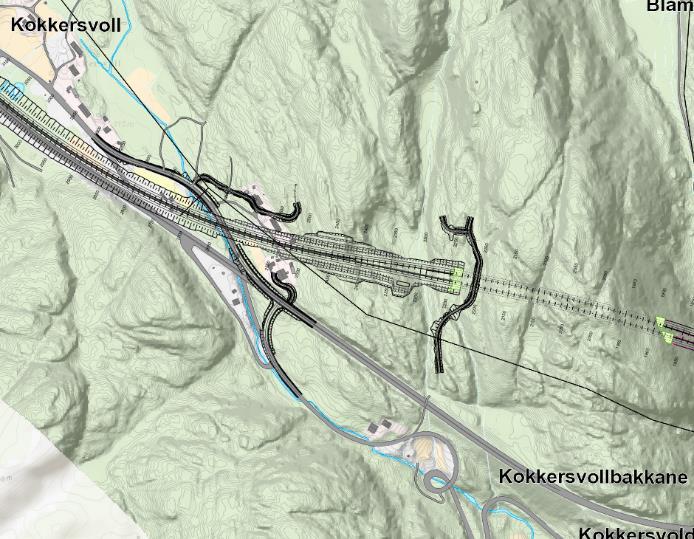 Redusert lengde på Blåfjelltunnelen KDP-grunnlag: Reguleringsplan: I KDP lå Blåfjelltunnelen lenger mot nord med en linje