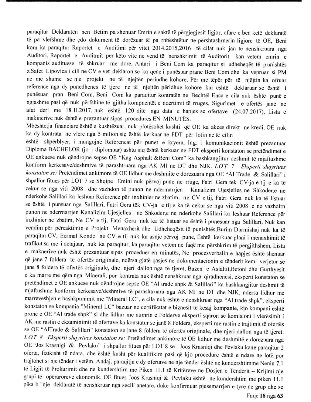 paraqitur Deklaraten nen Betim pa shenuar Emrin e sakte te pergjegjesit ligjor, cfare e ben kete deklarate te pa vlefshme dhe cdo dokument te dorezuar te pa rnbeshtetur ne pershtashrnerin ligjore te