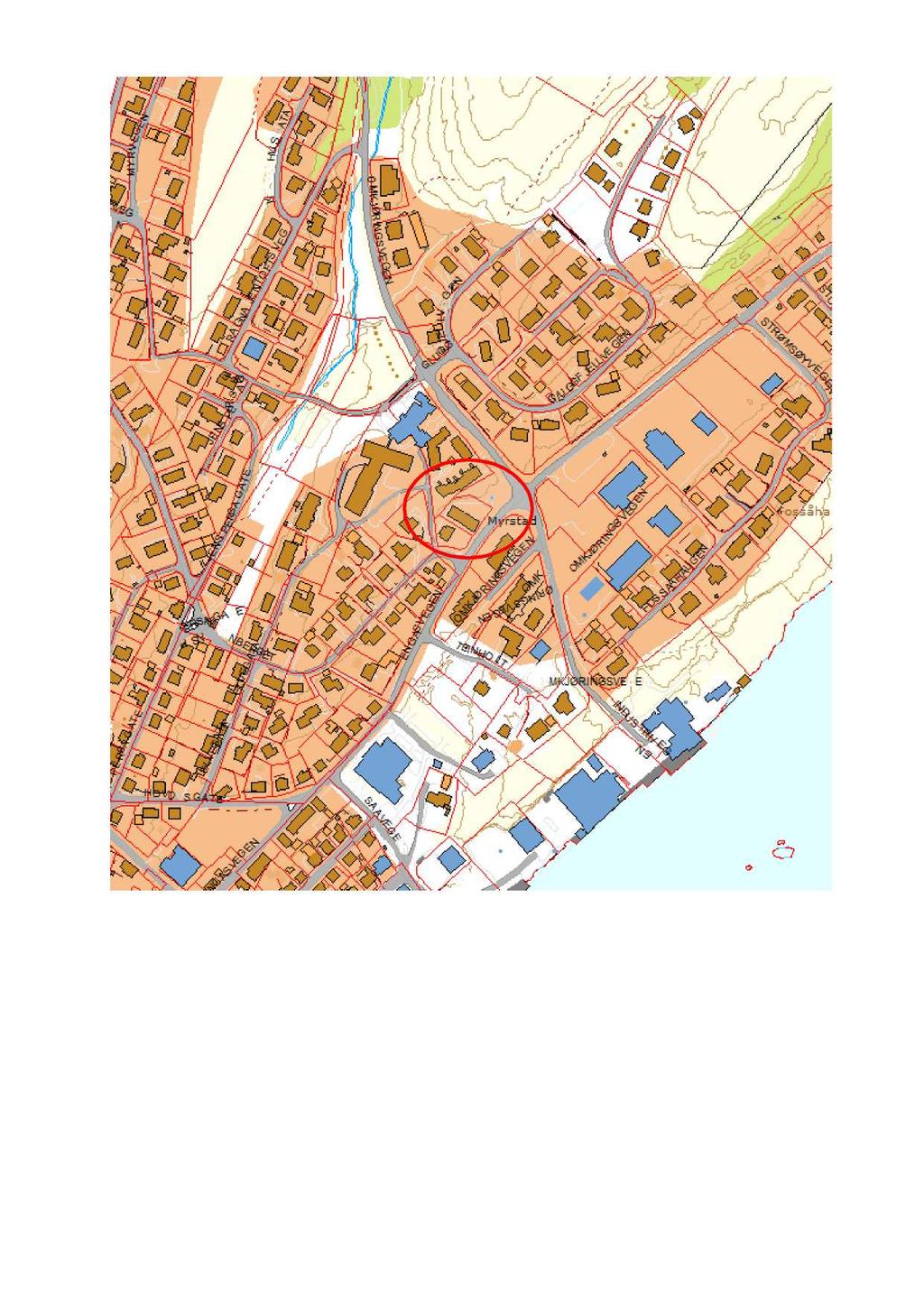 Kart illustrasjon 6-2 6.2 Avgrens ing Henvise r til kart illustrasjon 5-3. 6.3 Tilstøtende arealer bruk/status Området er preget av boligbebyggelse og industri bygg.
