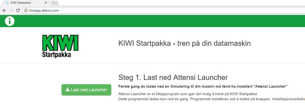 2 Last ned og start av kurs 2.1 Last ned kurs Første gang du skal spille av kurset, må du laste ned og installere en avspiller Attensi Launcher. Denne lastes ned kun en gang per PC.