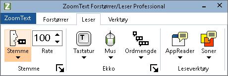 132 Forstørrer fanen Fanen for Forstørrer gir deg rask tilgang til knapper for å endre alle ZoomText Forstørrer funksjoner.