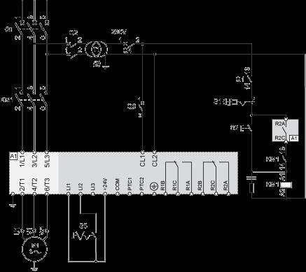 230 Vac control, logic Inputs (LI) 24 Vdc, 2-wire control,freewheel stop Connection in the motor delta winding in series with each winding Wiring ATS22 soft starters connected to motors with the