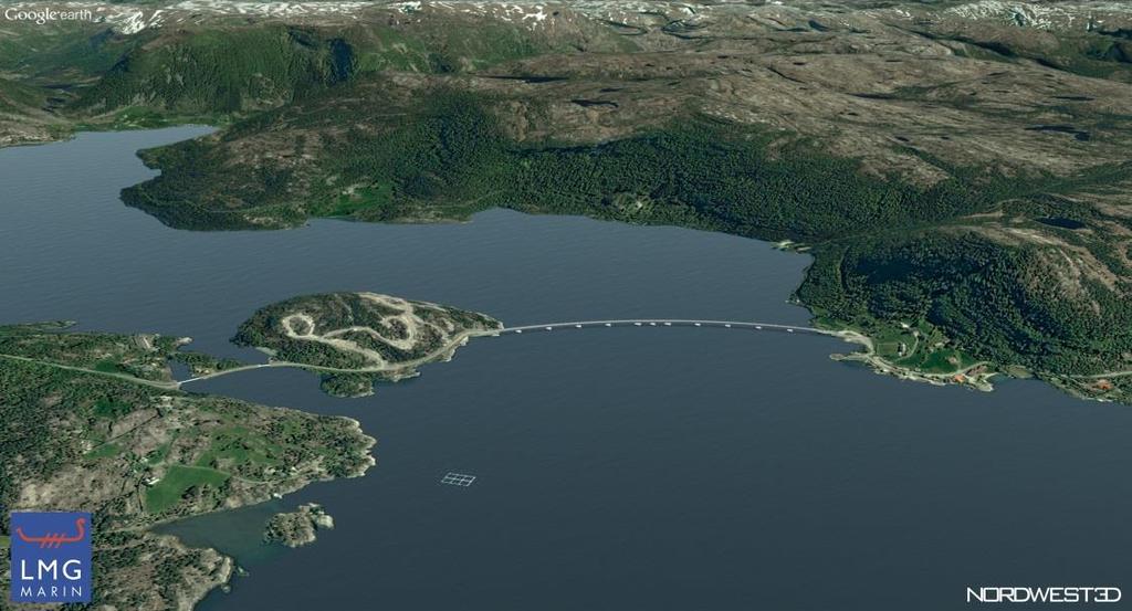 Masfjorden konseptkonkurranse 2016: Tre konkurrenter: 1)Hengebru SVV, 2) Flytebru alt.a, 3) Flytebru alt.