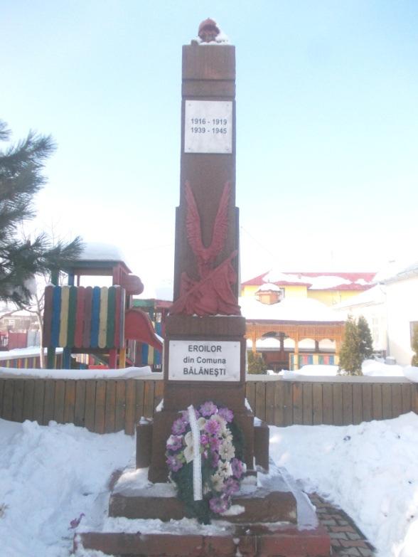Monumentul eroilor din Bălăneşti, jud. Olt Vasile Radian, Ion D.Tîlvănoiu, Floriana Tîlvănoiu Monumentul din satul Bălăneşti, com. Mărunţei, jud.