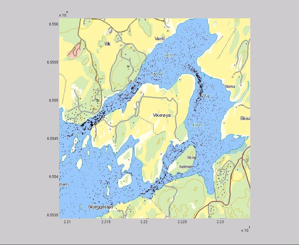 Hydrodynamisk modell UTEN tidevannsport (7 døgn på