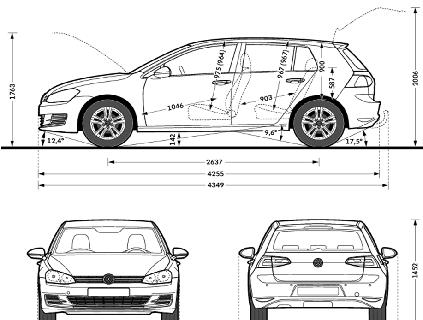 Mål Utvendige mål 4MOTION GTI/GTD R Lengde, mm 4255 4255 4268 4276 Bredde, mm 1799 1799 1799 1799 Bredde inkl utvendige speil, mm 2027 2027 2027 2027 Høyde, mm 1452 1454 1442 1436 Akselavstand, mm