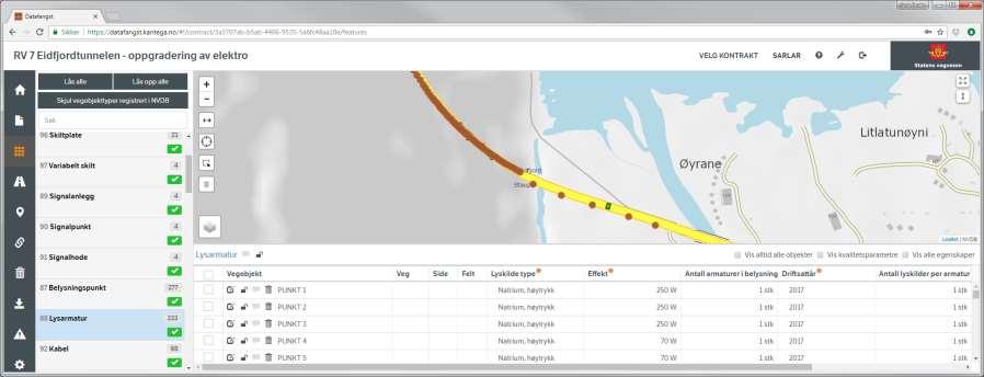 DATALEVERANSAR TIL FKB OG NVDB I DAG Vegobjekt med tilknytta eigenskapar vises med ein gong etter opplasting i