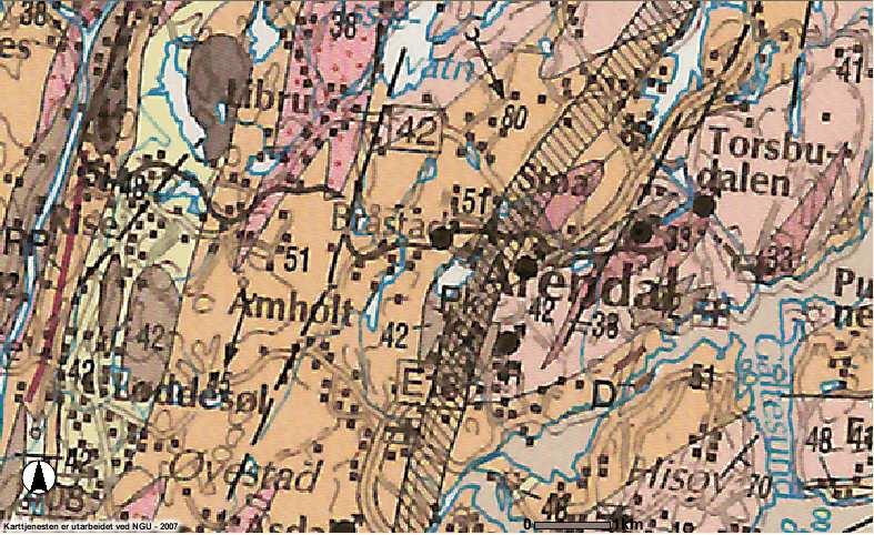 Kart 2 Geologisk kart over området. Kilde: http://www.ngu.no/ 1.