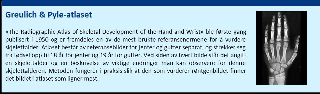 utfordringer når man skal lage en modell for å avgjøre hvorvidt en person er voksen eller barn. Visdomstenner har en senere utvikling enn hånd og er derfor bedre egnet som grunnlag i aldrene 17-19 år.