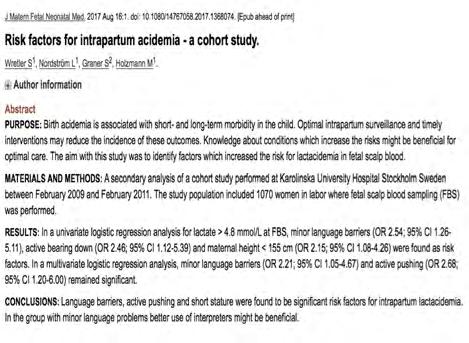 from retracted cervix to delivery in relation to risks of