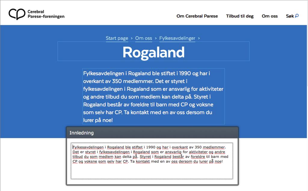 I innledningen er det kun én tekststil, og det kan ikke gjøres noen endringer i formattering (fet, kursiv, osv.).