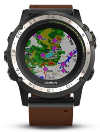 Baro-adjustable altimeter Multiple time zones with Zulu/UTC Automated flight logging Connext capable transfer flight plans from Garmin Pilot NEXRAD, METARs, TAFs and more available with compatible