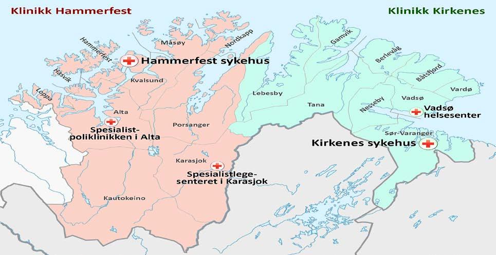 Finnmarkssykehuset v/ Viera Stubnova Om sykehuset Finnmarkssykehuset består av to somatiske sykehus i Kirkenes og Hammerfest, samt spesialistlegesentre i Alta og Karasjok.