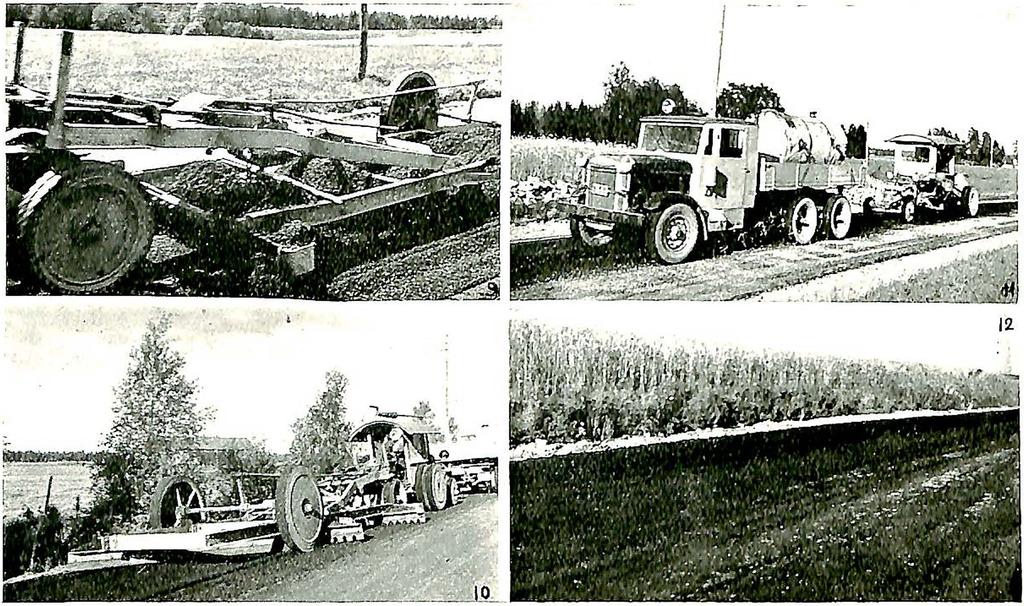 120 MEDDELELSER FRA VEIDIREKTØREN Nr. 8-1935 Fig. 9. Planskrapen for full belastning.,, 10. Planskrapen sett bakfra og fra siden. Fig. I I. Også motorhovlcn trenger hjelp.,, 12.