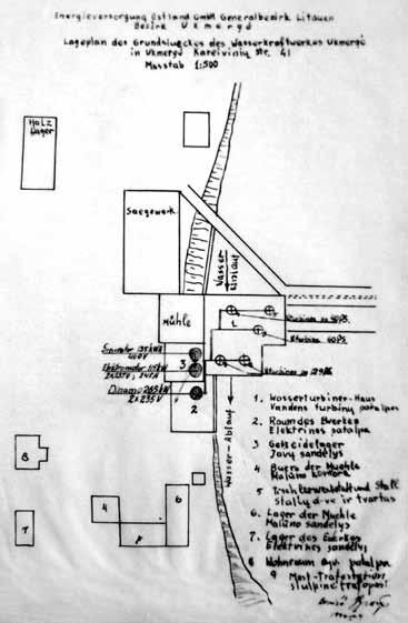Ukmergės hidroelektrinės techninis stovis, 1944 m. (LCVA, F.R-1735, Ap. 1, B.