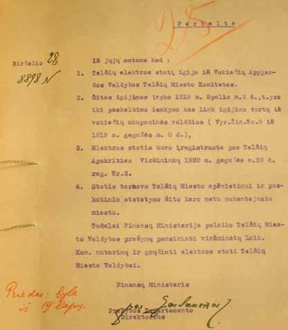 Reikia dar tai gamyklai ir tinklui teisę nustatyti (LCVA, F. 388, Ap. 1, B. 592, L. 60). Apie varganą pirmosios Telšių elektrinės egzistavimą informuoja dienraštis Lietuva : Telšių m.