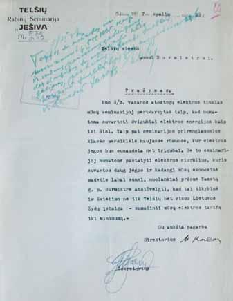 1937 m. gegužės 24 d. Telšių miesto Tarybos posėdžio Protokolas Nr. 3 p. 8 Einamieji reikalai Žemaičių mėgėjų Senovės D-jos Alka prašymo dėl įrengimo nemokamai elektros instaliacijos.
