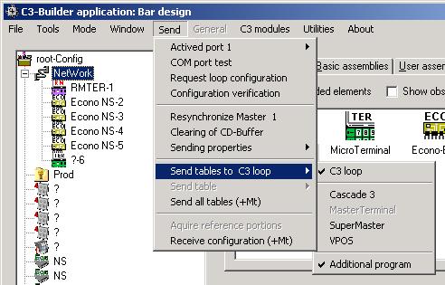 8) Send program 1) Start Bar Design.