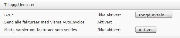 Meldingssentral - Visma AutoInvoice Dersom du benytter Visma AutoInvoice, vil tjenesten (Meldingssentral) automatisk aktiveres når versjonen er distribuert.