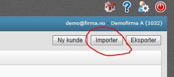 Last ned Eksempelfil ved å klikke på linken Eksempelfil 4. Åpne filen i f. eks MS Excel. 5. Legg inn de kundene du vil importere 6. Pass på at du har de nødvendige feltene utfylt.