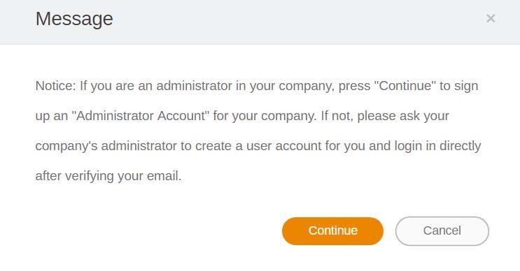 Hvis du er administrator, klikker du Registrer deg for å registrere en administratorkonto for selskapet.