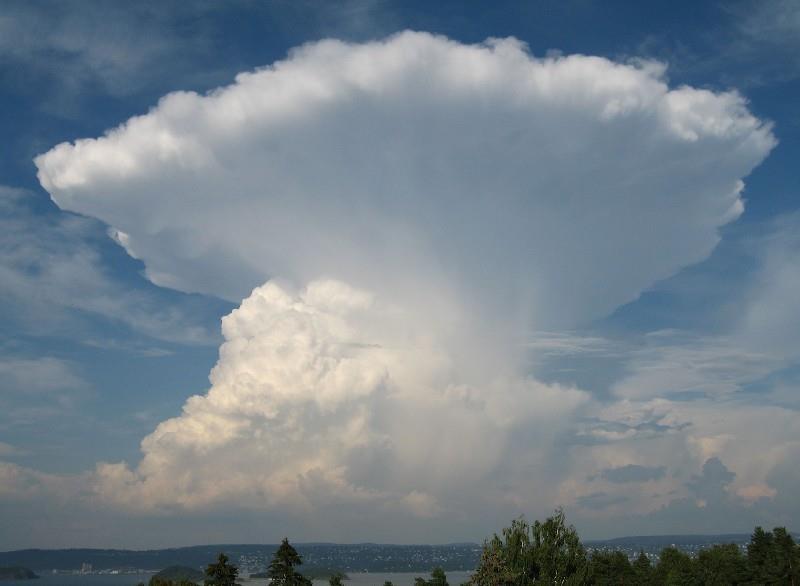 Cumulus Nimbus (Tordenskyer) 600-11000 moh. Regn, lyn og torden, kraftig turbulens og bygevind.