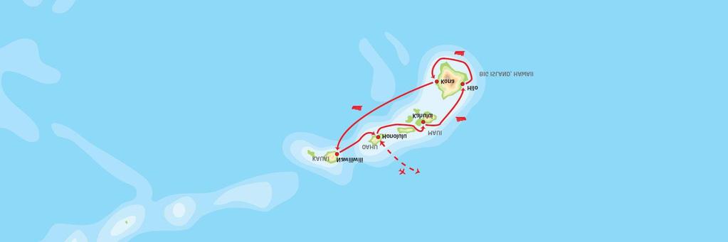 Dagsprogram Dag 1: Avreise fra Norge - Honolulu, Oahu Det er avgang mot Hawaiiøyene med ankomst Honolulu senere på dagen.