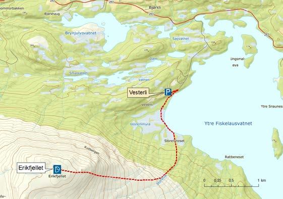 ERIKFJELLET 850 moh God utsikt til fjellene i Malangen og Balsfjorden. Tar man veien oppom Orta, 1044 moh, vil man kunne se til Finnsnes og deler av Tromsøya.