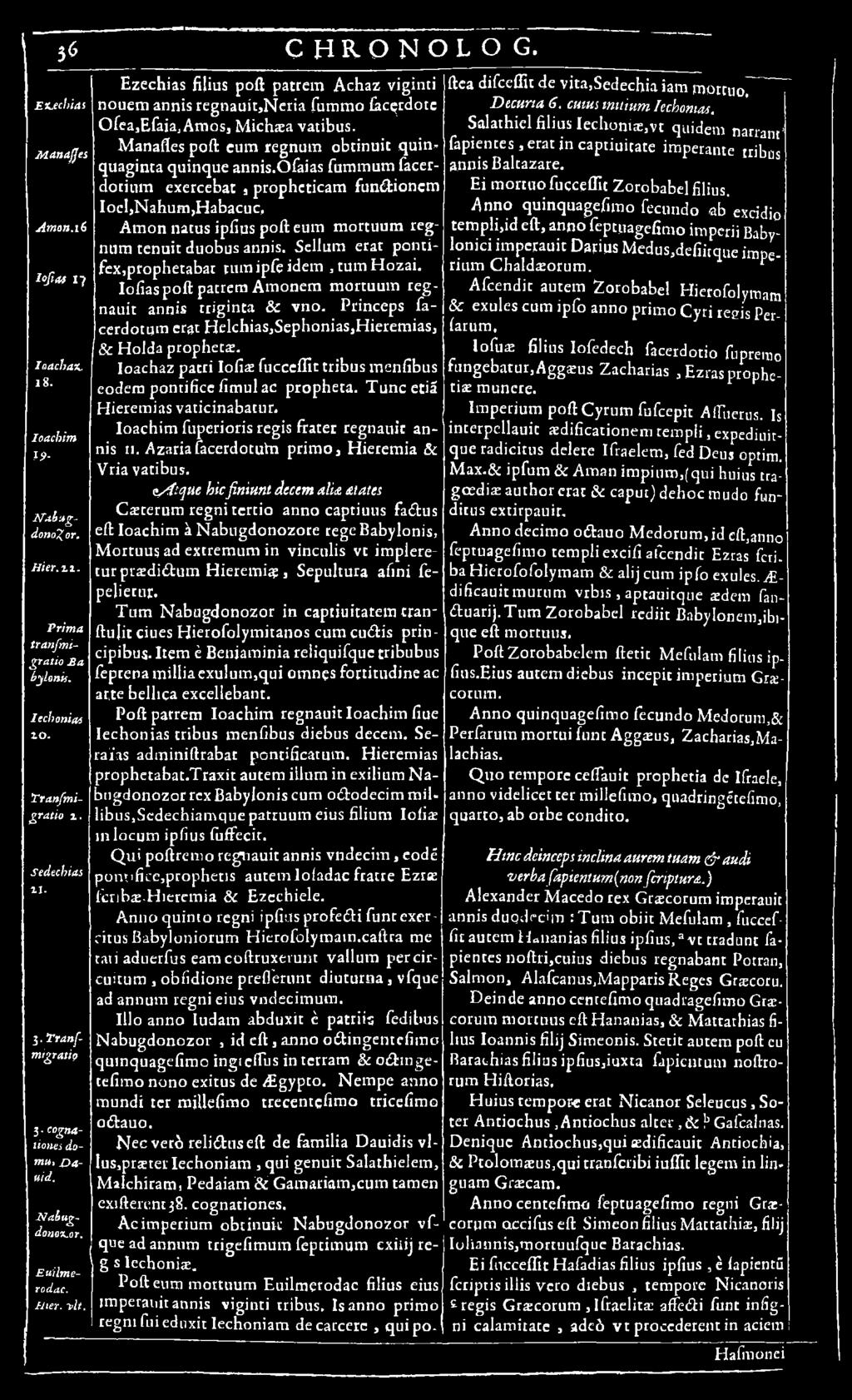 Sellum erat pontifex,prophetabar rum ipfe idem, tu m H o za i. Ioiias poft patrem A m onem m ortuum reg- nauit annis triginta 8c vn o.