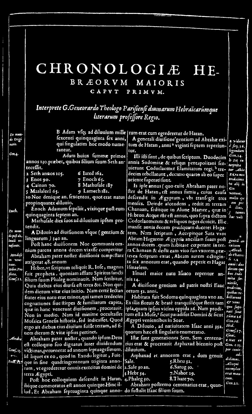 10 N oe denique an. fexcencos, quot erat natus propinquante diiuuio. E noch Adamum fepeliic, vixicque poll eum quinquaginta ieptem an. Mathufale dies fuos ad diluuium ipftim procendit.