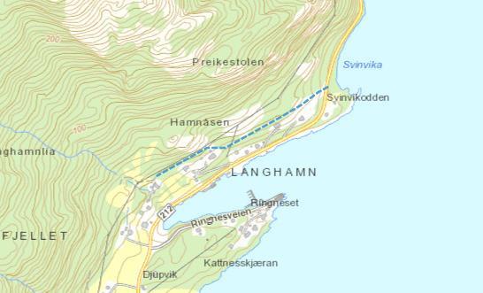 Adkomstveg Langhamn Innspill nr: Eiendom Gnr/bnr 34/2, 34/15 og 34/13 Beskrivelse av området Kystlandskap med kort veg fra fjære til utmark, lite innslag med jordbruk Beskrivelse av tiltaket