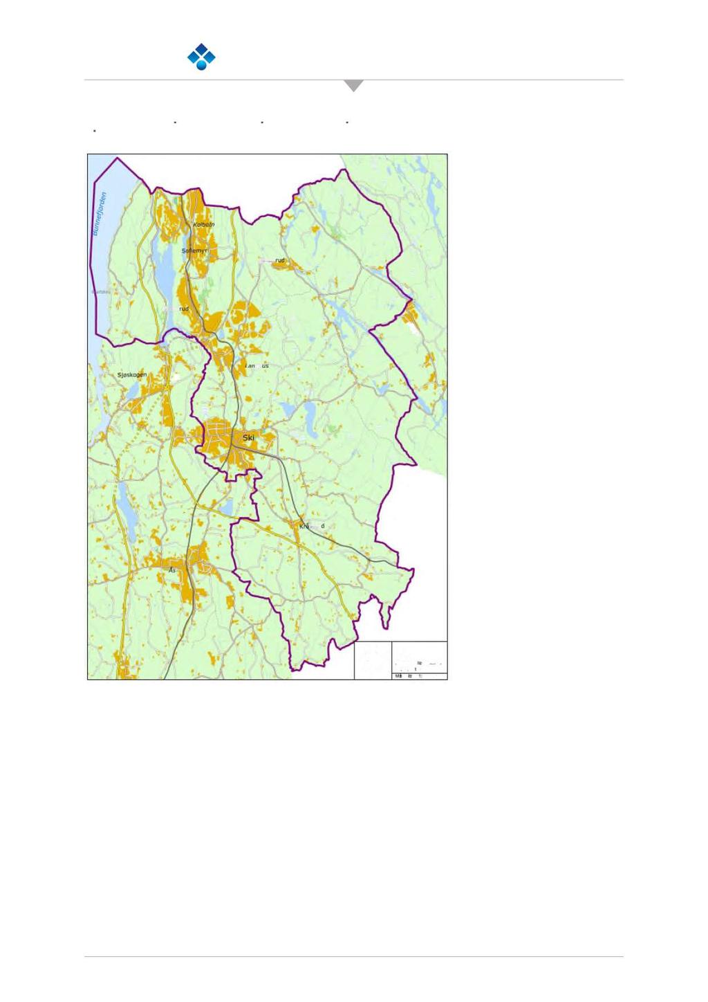 Geografisk avgrensning og beskrivelse Figur 1.6 - Kartutsnitt Nordre Follo kommune. og slås sammen til én kommune fra 1. januar 2020 og vil da hete Nordre Follo kommune.