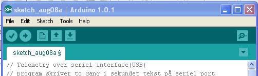 Kompilering (Verify) Kompilering og last ned Monitorer serielinje Programmet skrives her Lagre programfil Hent programfil Start ny jobb Manglende kontakt med kortet Det hender at en ikke oppnår