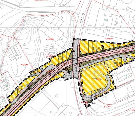 Adkomstveg til boliger (f_kv18) vest for barnehagen blir lagt om som følge av sykkelvegutbedringen og medfører at etablert lekeområde må rives, ev.