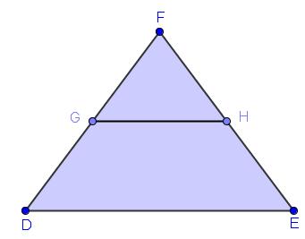 .3.3 I trekanten nedenfor er DE parallell med GH. Forklar at DEF er formlik med GHF. Trekantene DEF og GHF har felles vinkel F. De parallelle linjene DE og GH skjæres av linjene gjennom DF og EF.