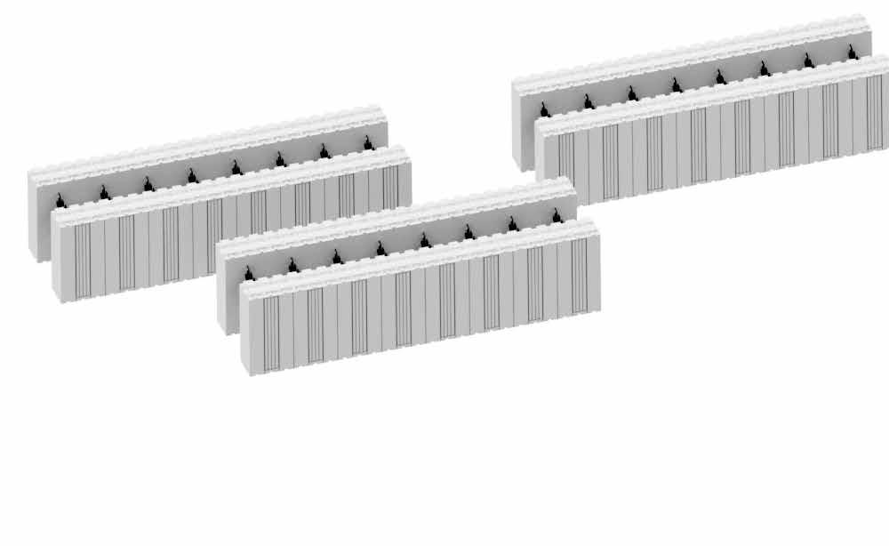 skrufester. Fig. 6 Kapp blokkene med sag eller stikksag. Systemet er basert på 50 mm moduler.