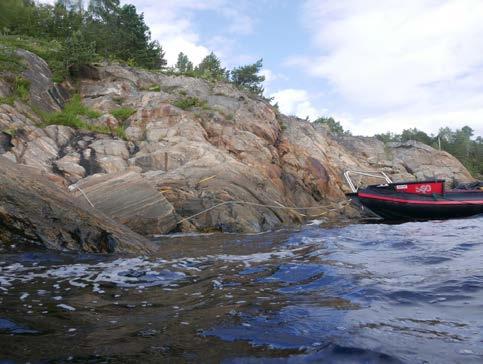 Namsfjorden HR156 Broemneset Fjæresonen på stasjonen bestod av bratt oppsprukket og fjell.