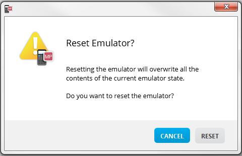 Tilbakestille emulatoren Slik tilbakestiller du emulatoren: 1. Klikk på Actions (Handlinger). 2. Klikk på Reset Emulator (Tilbakestill emulator). 3.